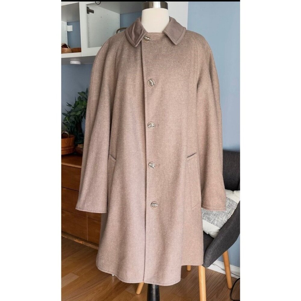 Vtg 70s Pendleton Wool Coat Jacket Overcoat Reversible Size 42 Taupe